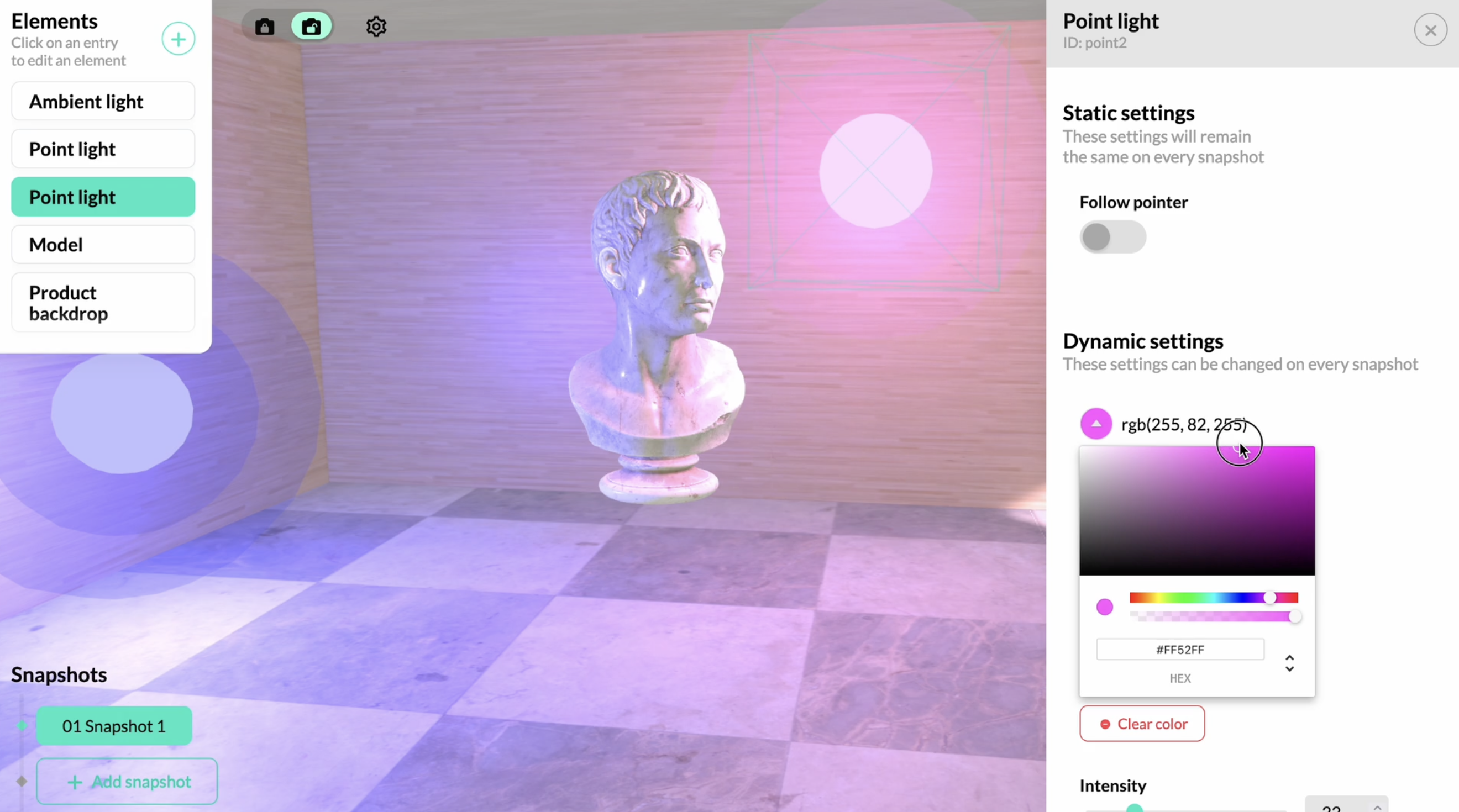 Instorier Use the 3D scene creator to build immersive website experiences