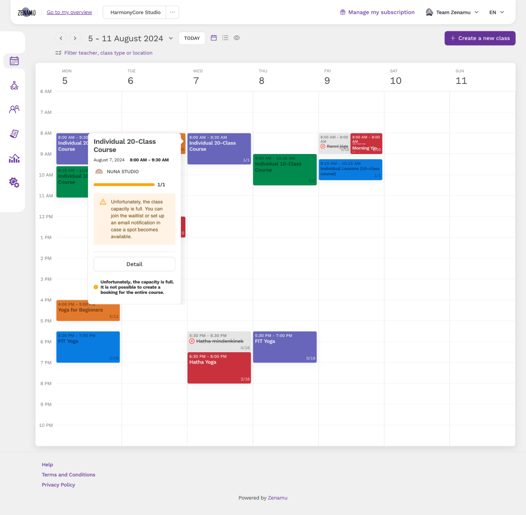 Zenamu Calendar administration