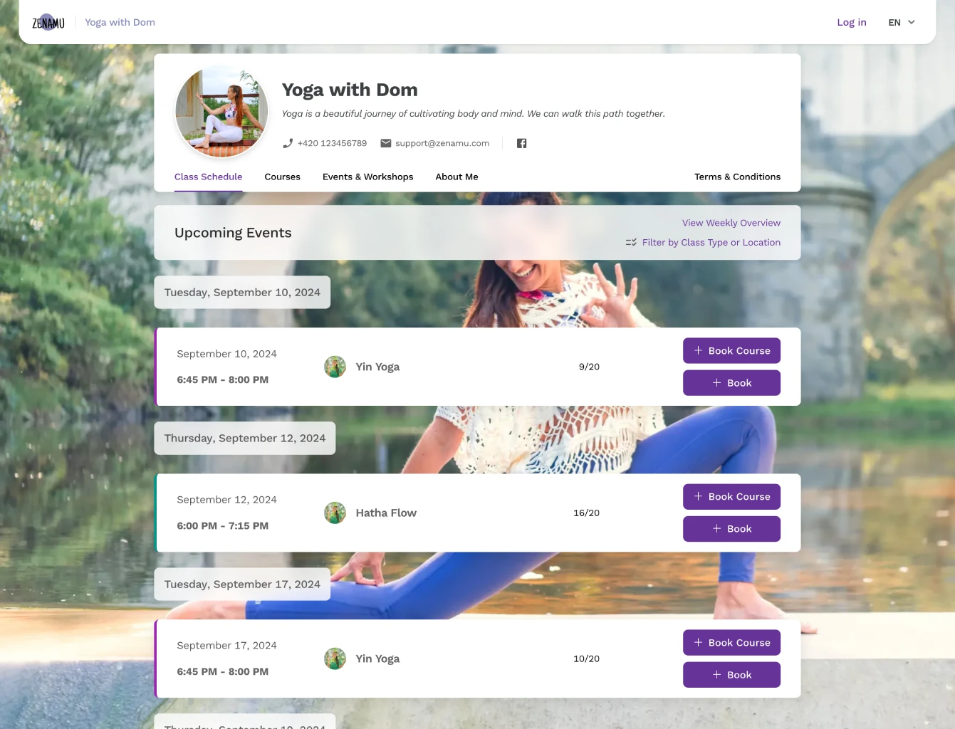 Zenamu Your public class schedule