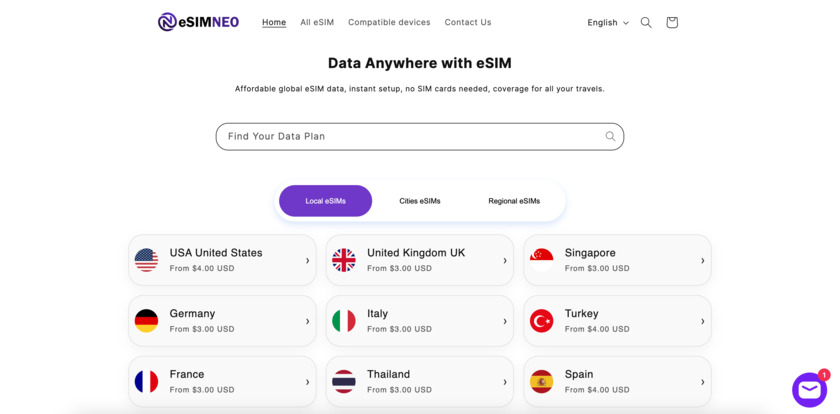 eSIM Neo Landing Page