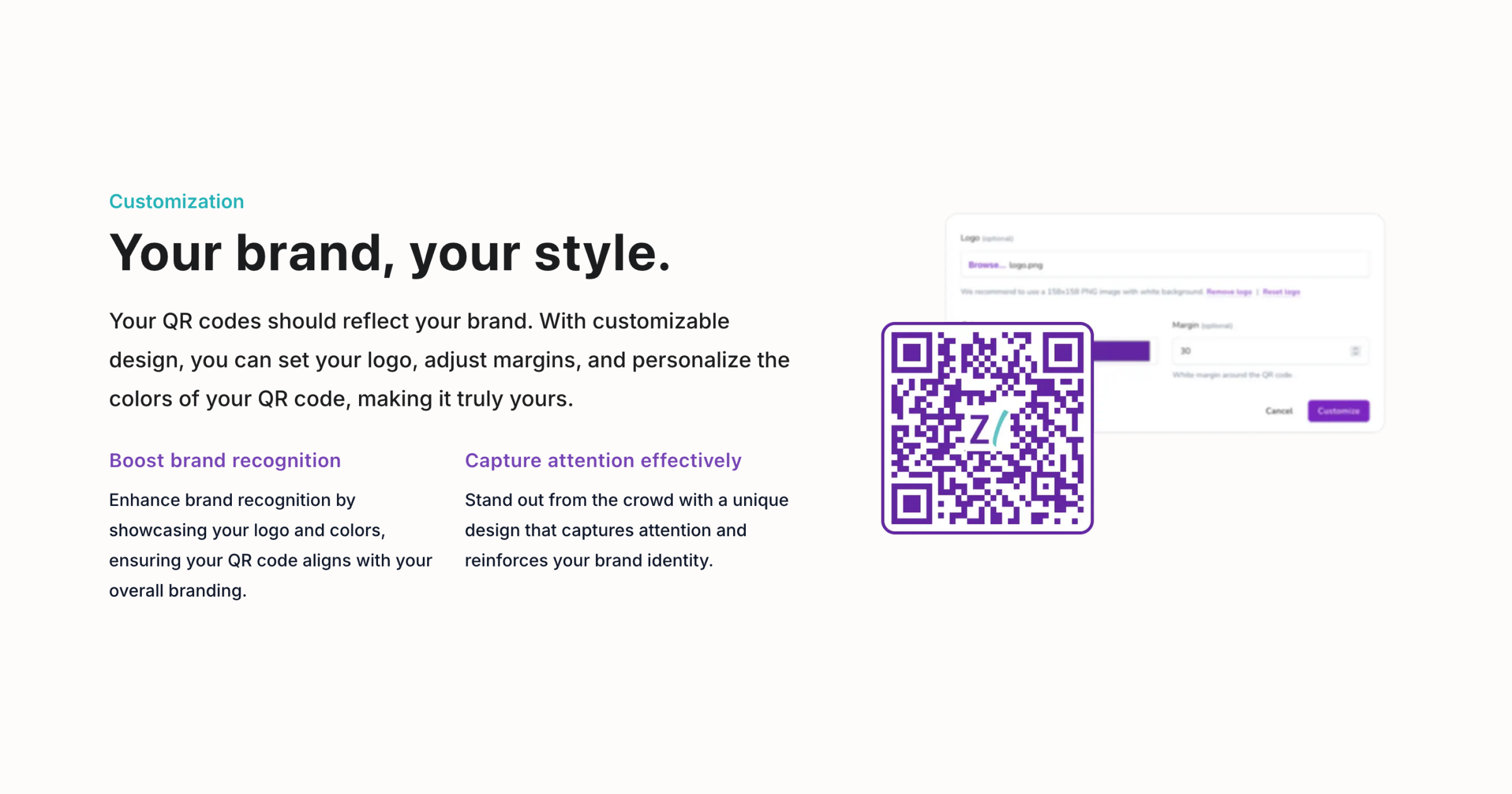 Ziplink.click QR code customization