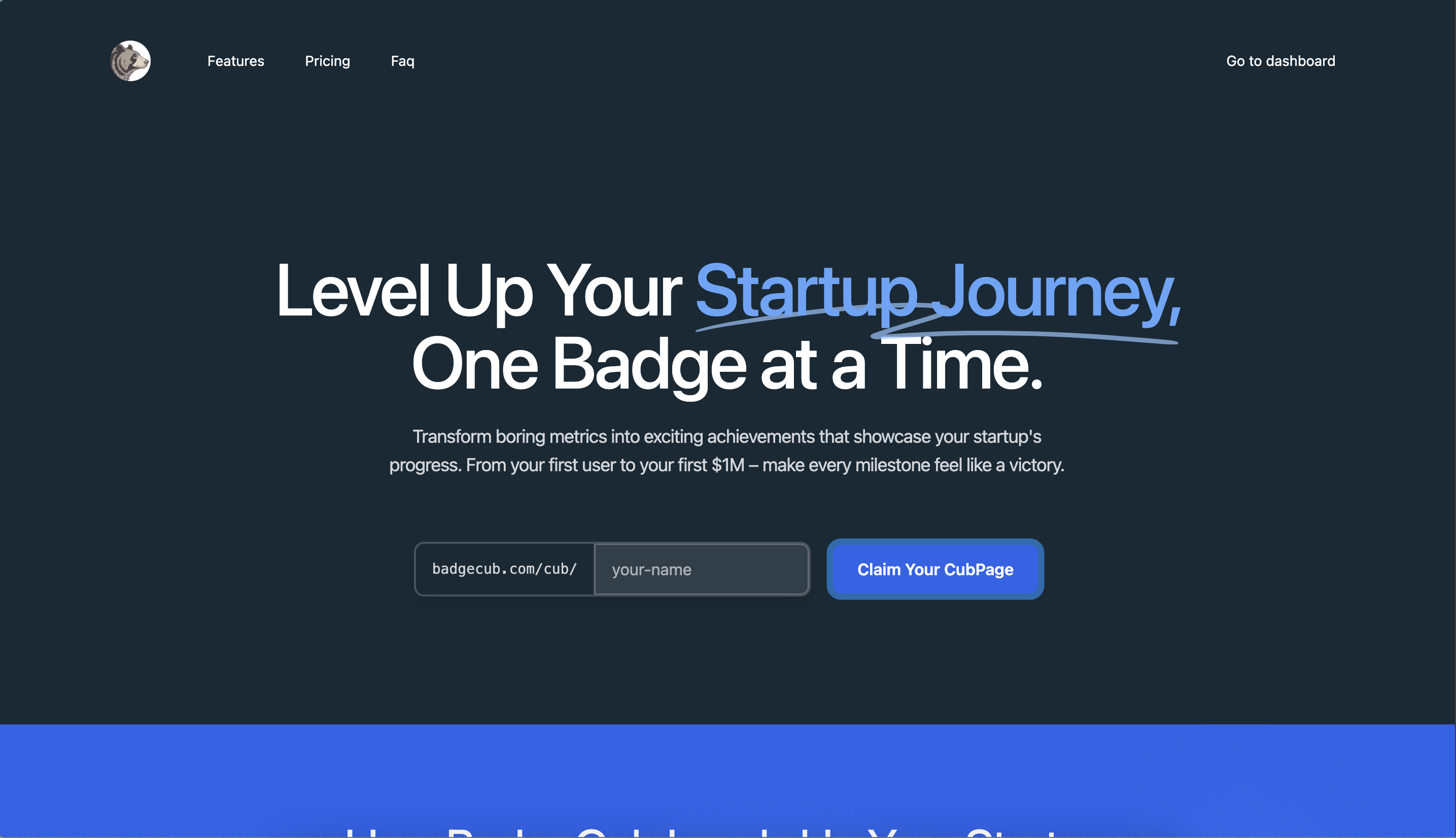 BadgeCub Landing Page
