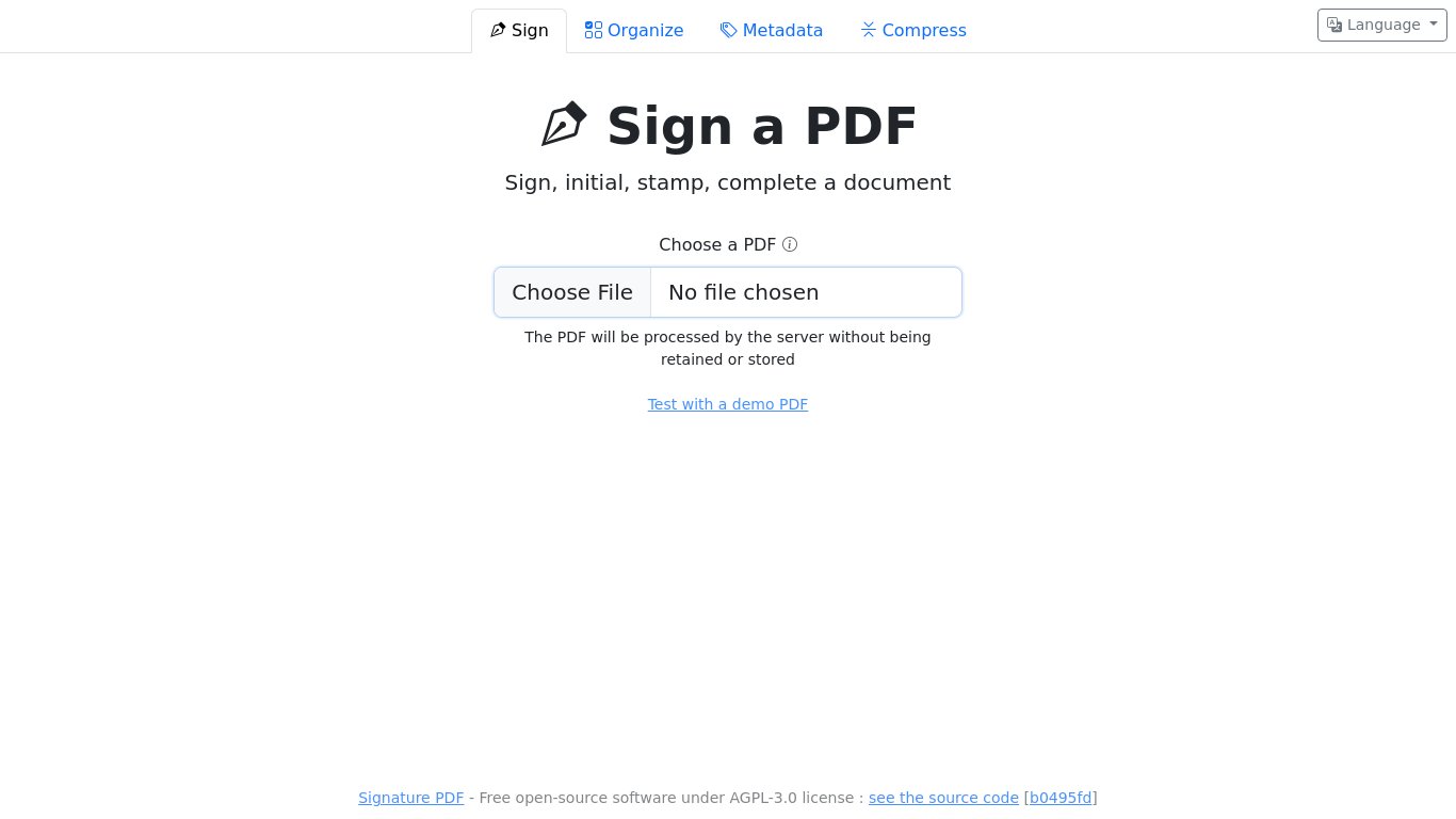 Signature PDF Landing page