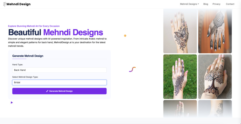 Mehndi Design Landing Page