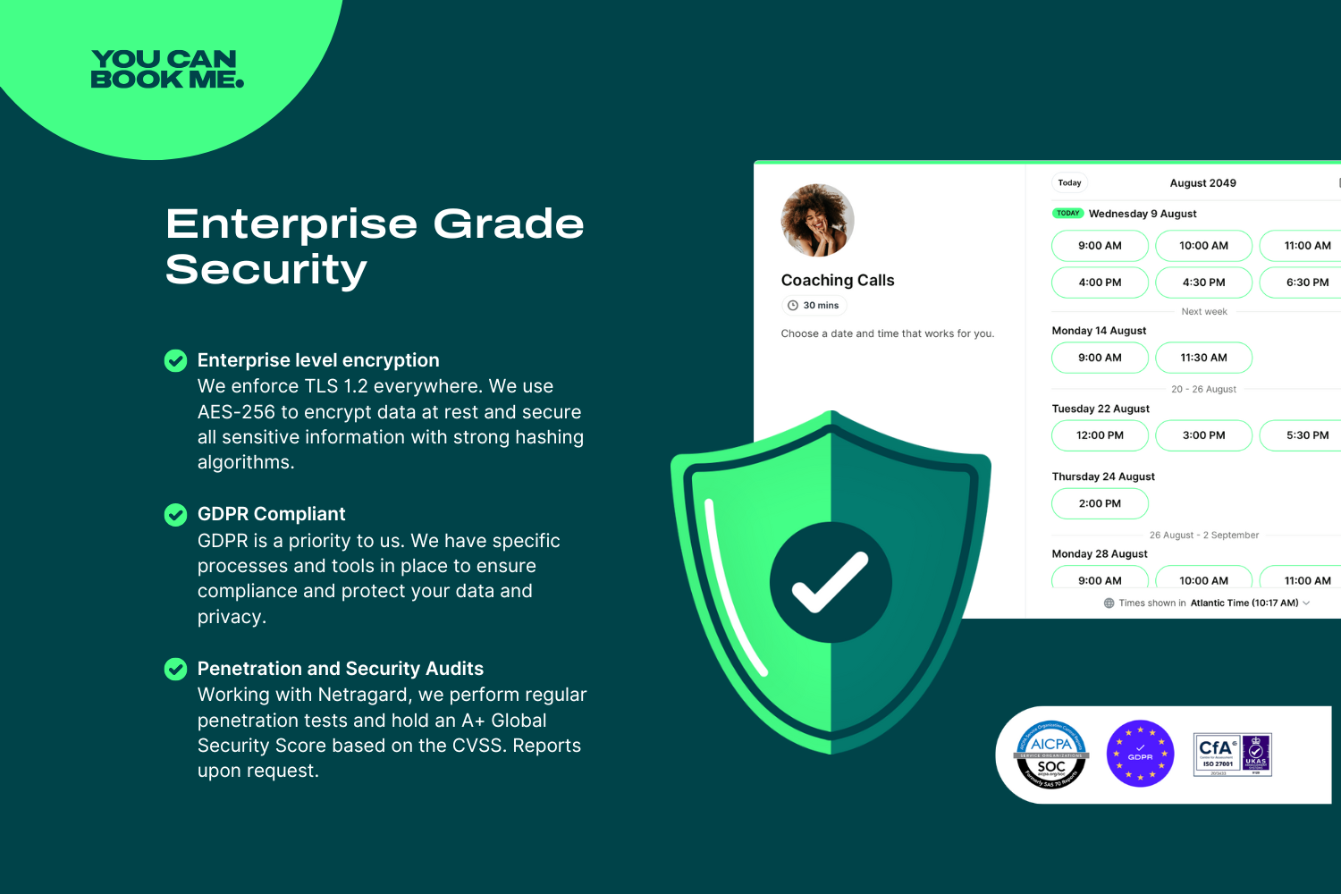 YouCanBookMe Enterprise Grade Security