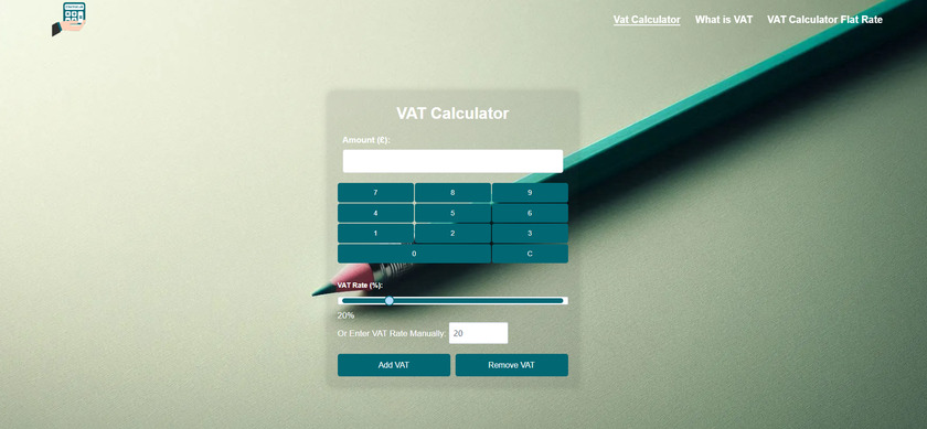 CalcVAT UK Home Page Ui UX 