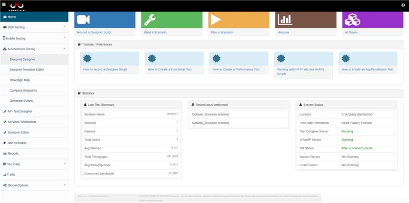 Mammoth-AI UI of the Testing Platform