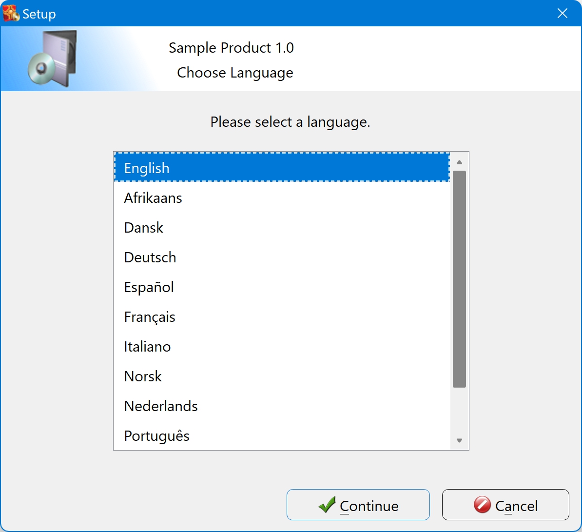 Centurion Setup Installer - Language