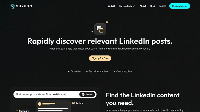 Surudo Semantic Search Bot Landing Page