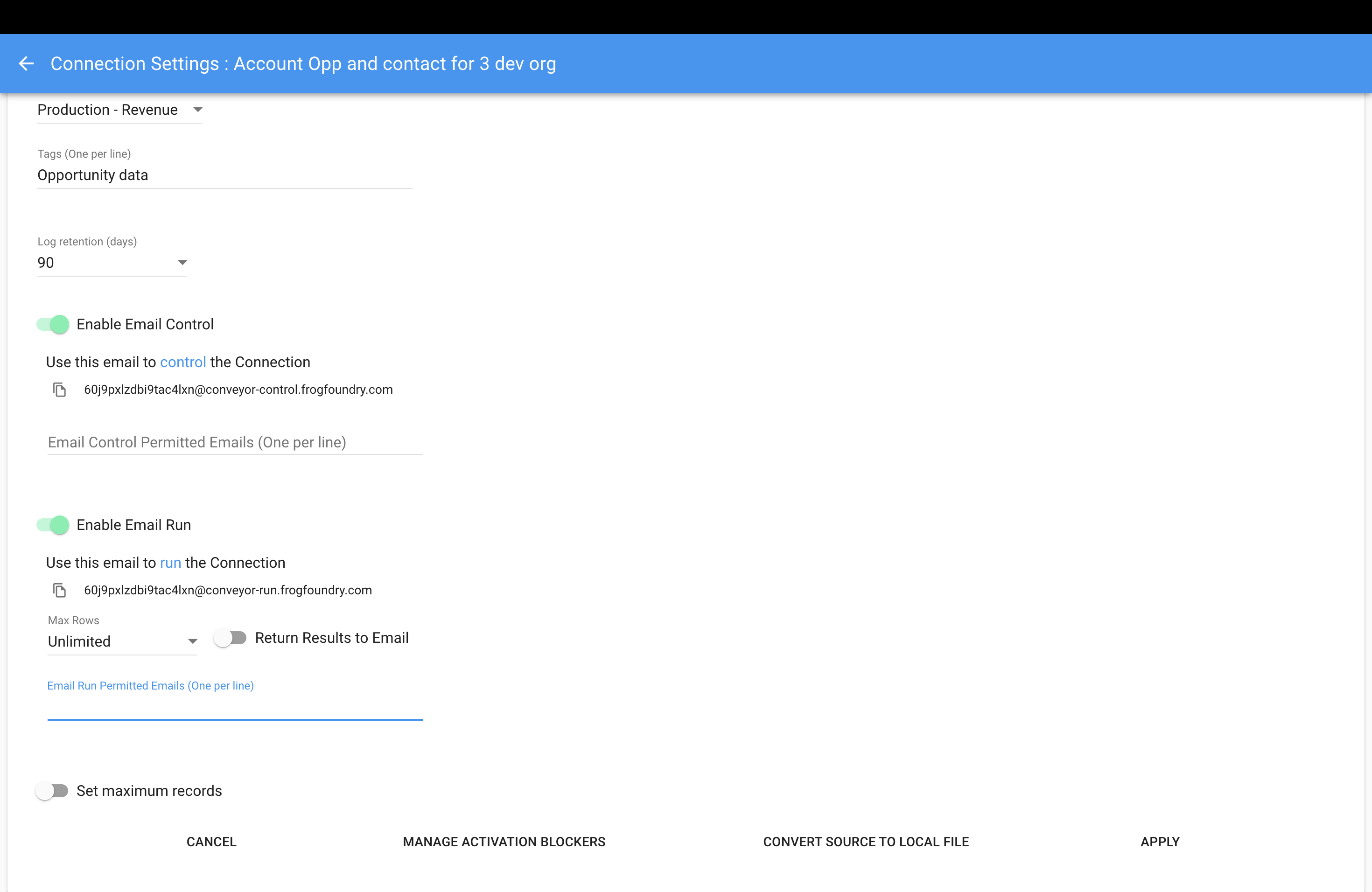 CONVAYR Schedule activation methods