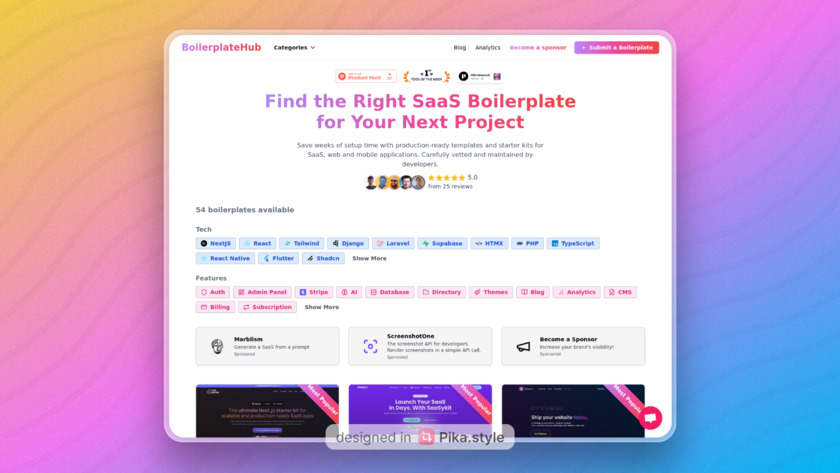 BoilerplateHub Landing Page