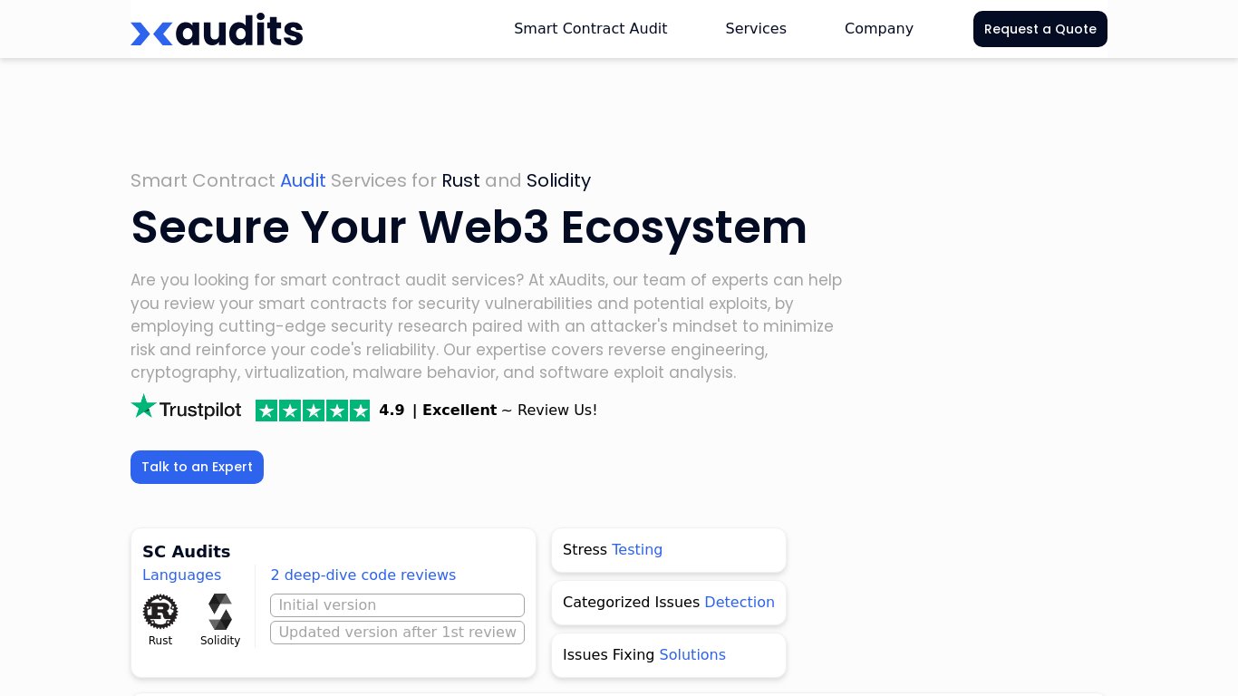 xAudits Landing page