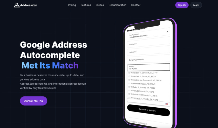 AddressZen Landing Page