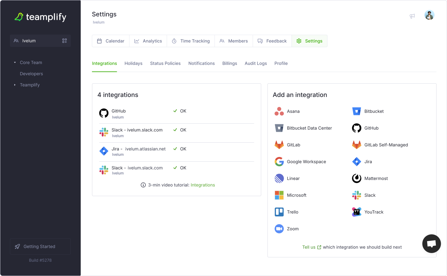 Teamplify Integrations