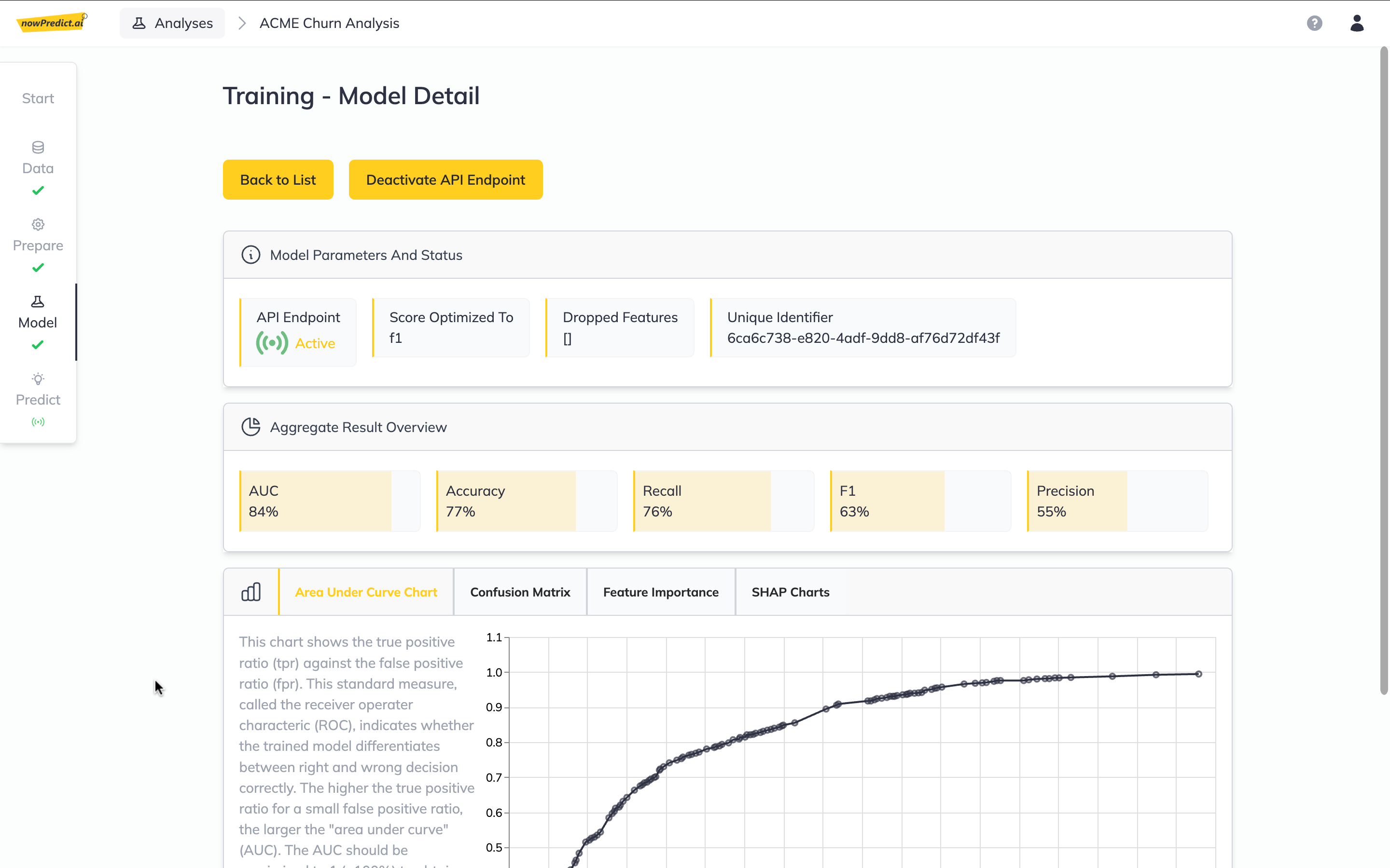 nowPredict.ai Analyze Model's Performance