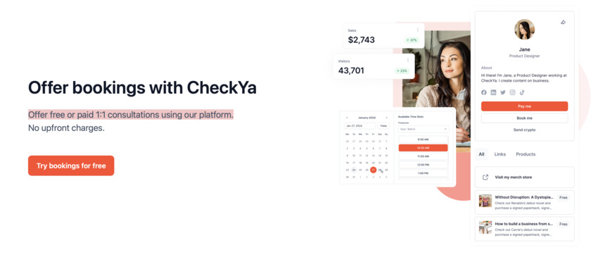 CheckYa Bookings Landing Page