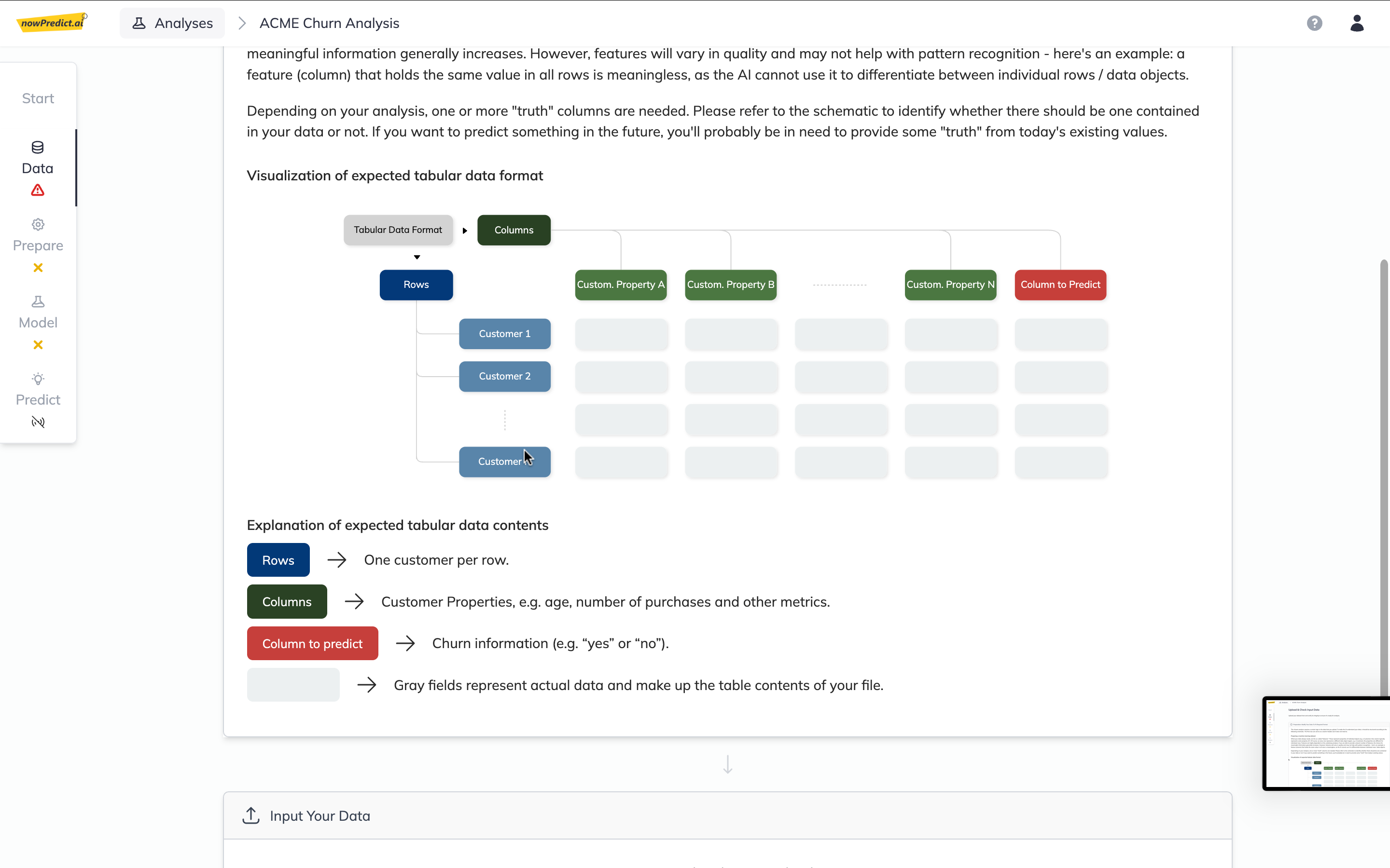 nowPredict.ai Upload Data 