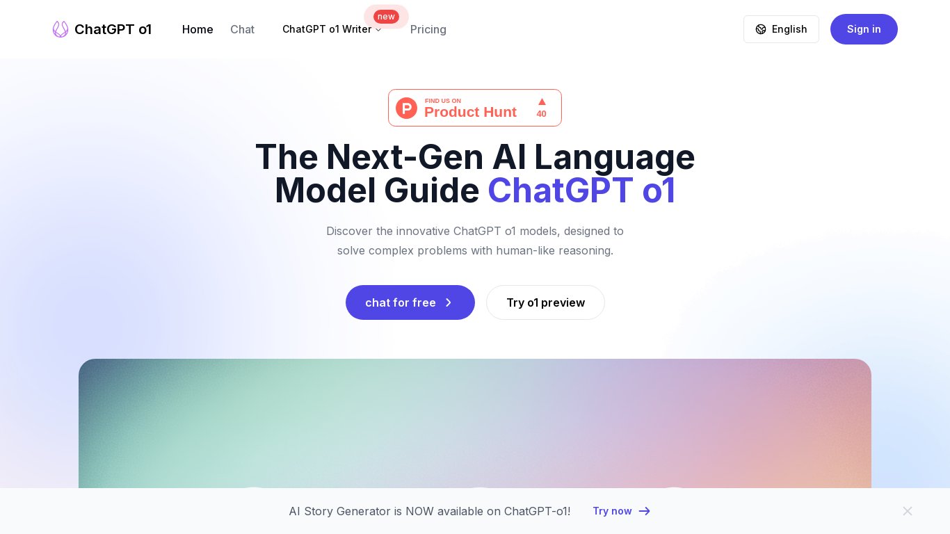 ChatGPT-o1.com Landing page