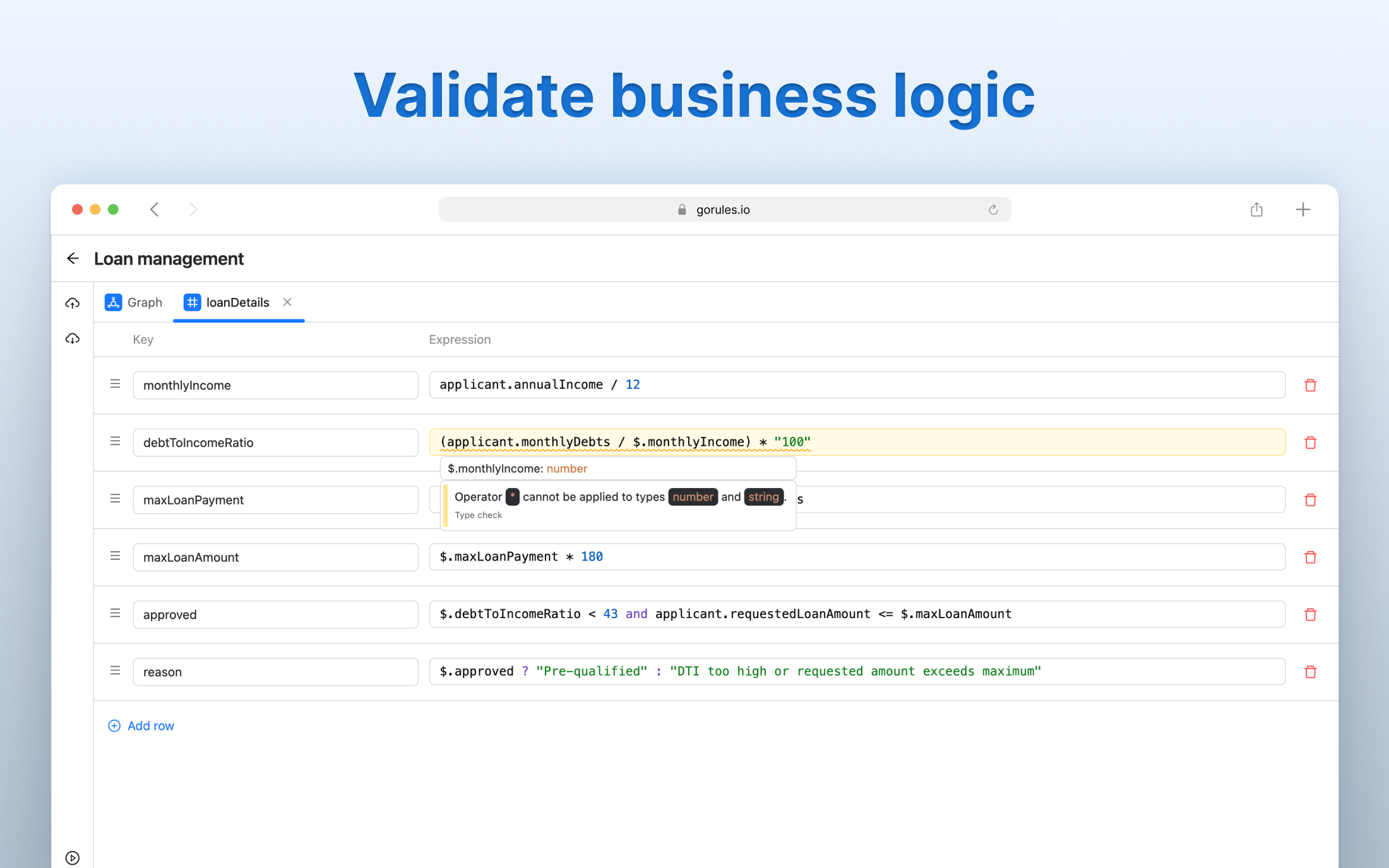 GoRules.io Validate business logic