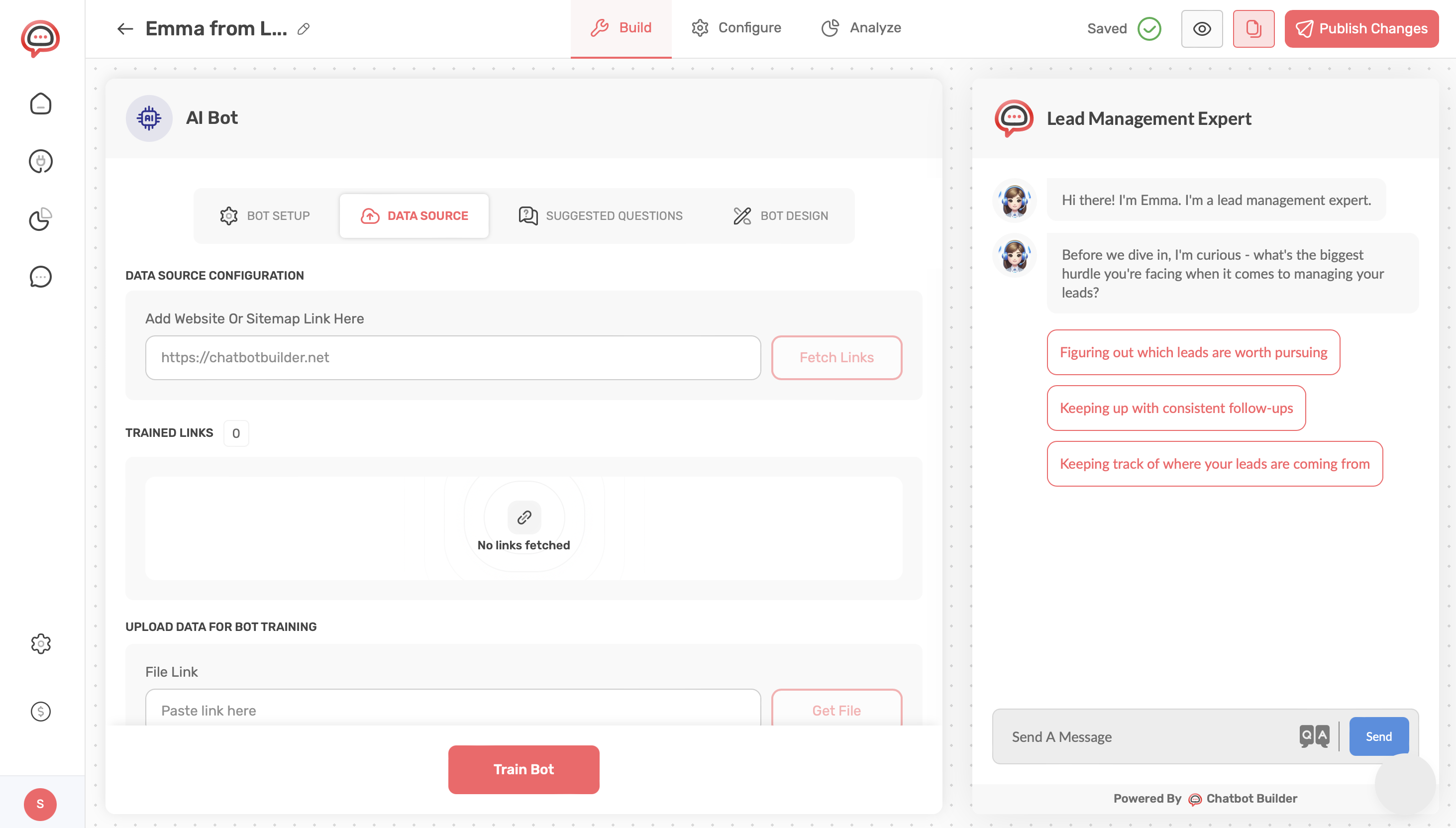 ChatbotBuilder.net Dashboard