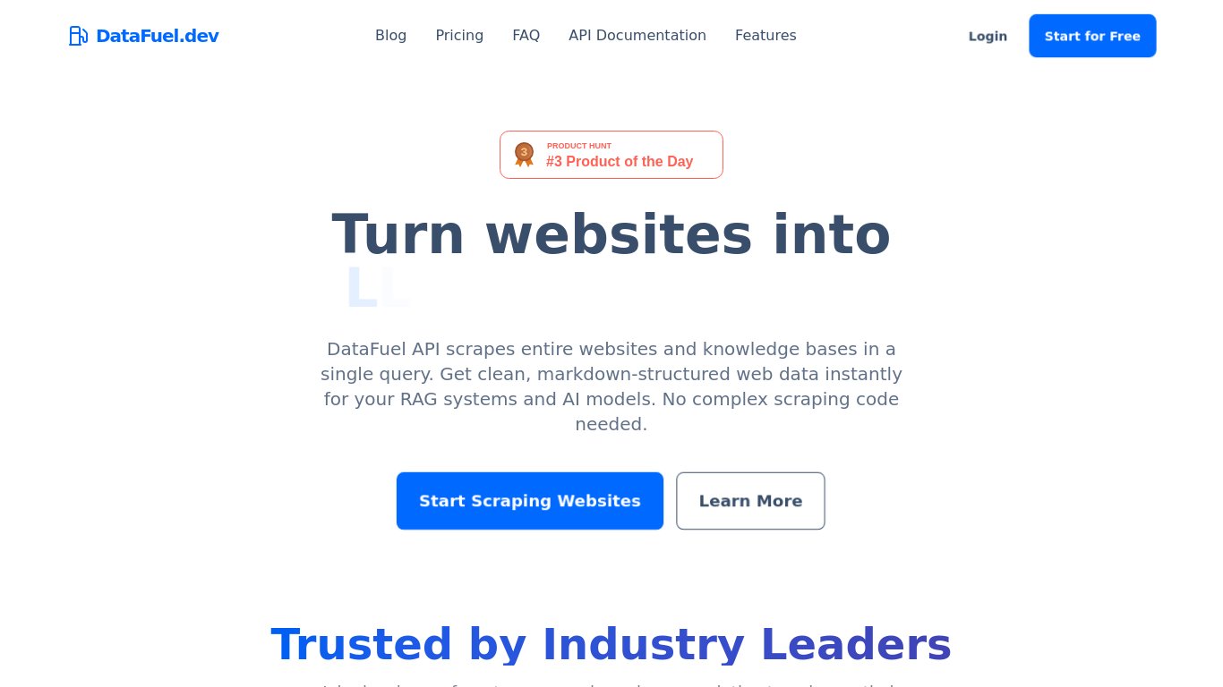DataFuel Landing page