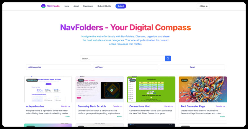 NavFolders Landing Page