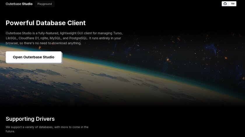 Outerbase Studio Landing Page