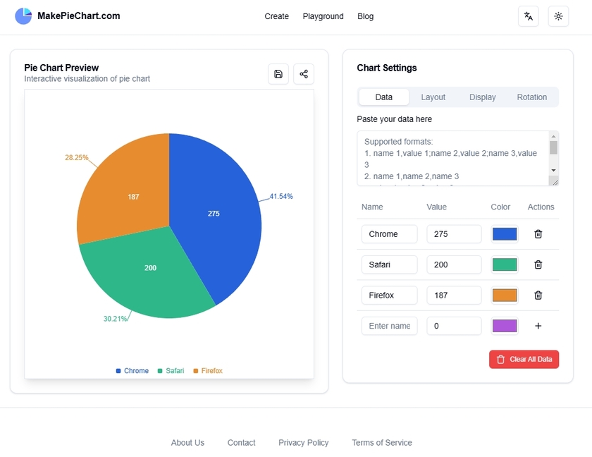 makepiechart.com Landing Page