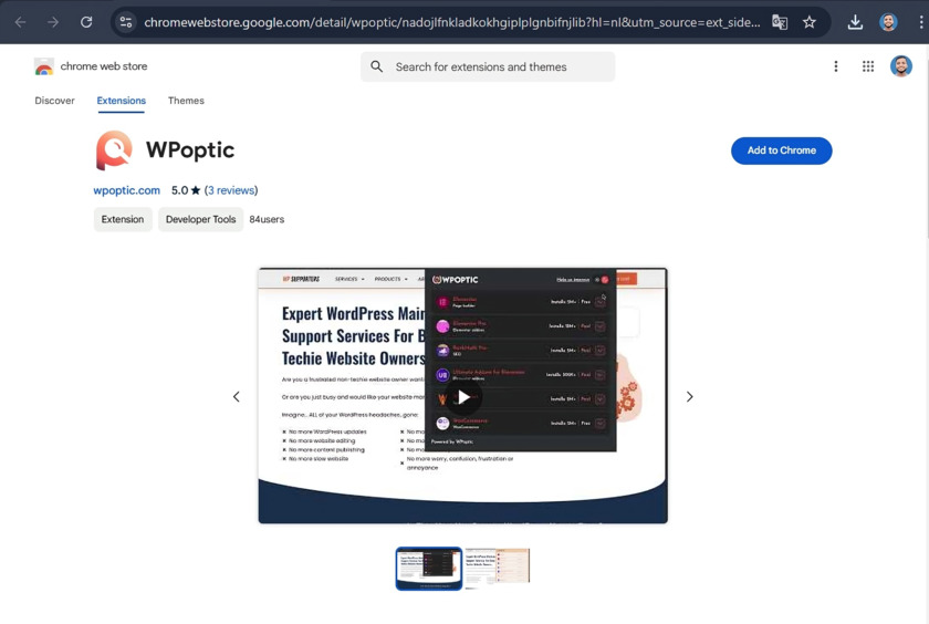 WPoptic Landing Page