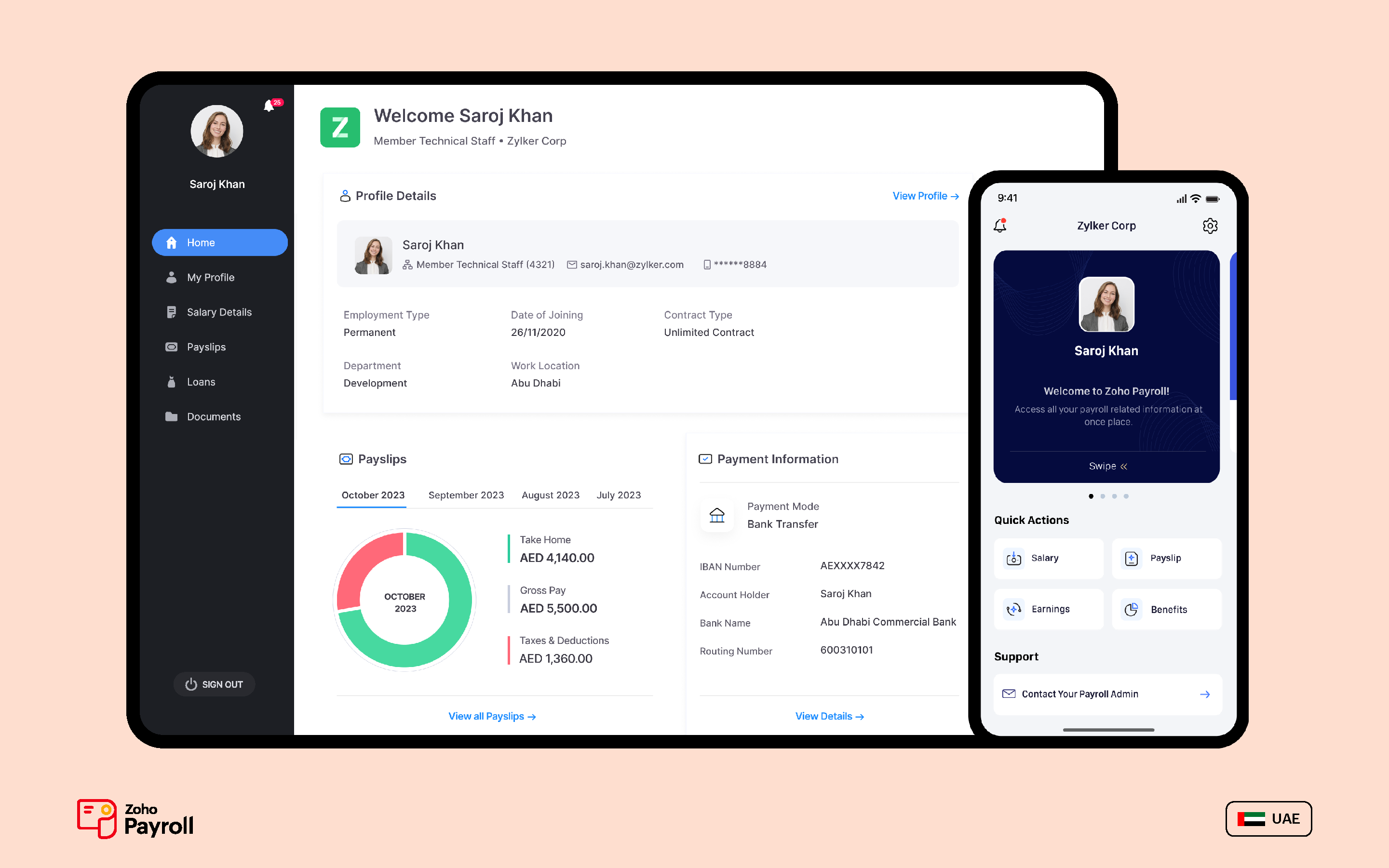 Zoho Payroll Employee Self-Service Portal UAE