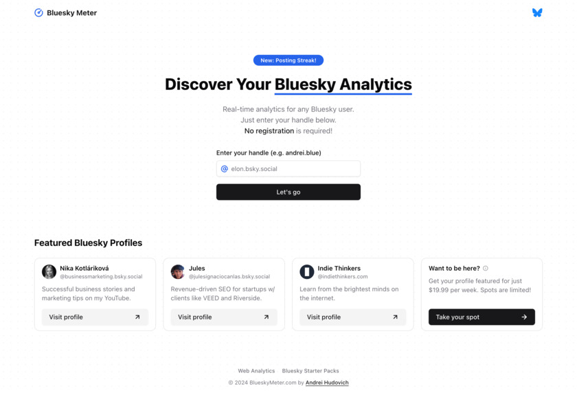 Bluesky Meter Landing Page