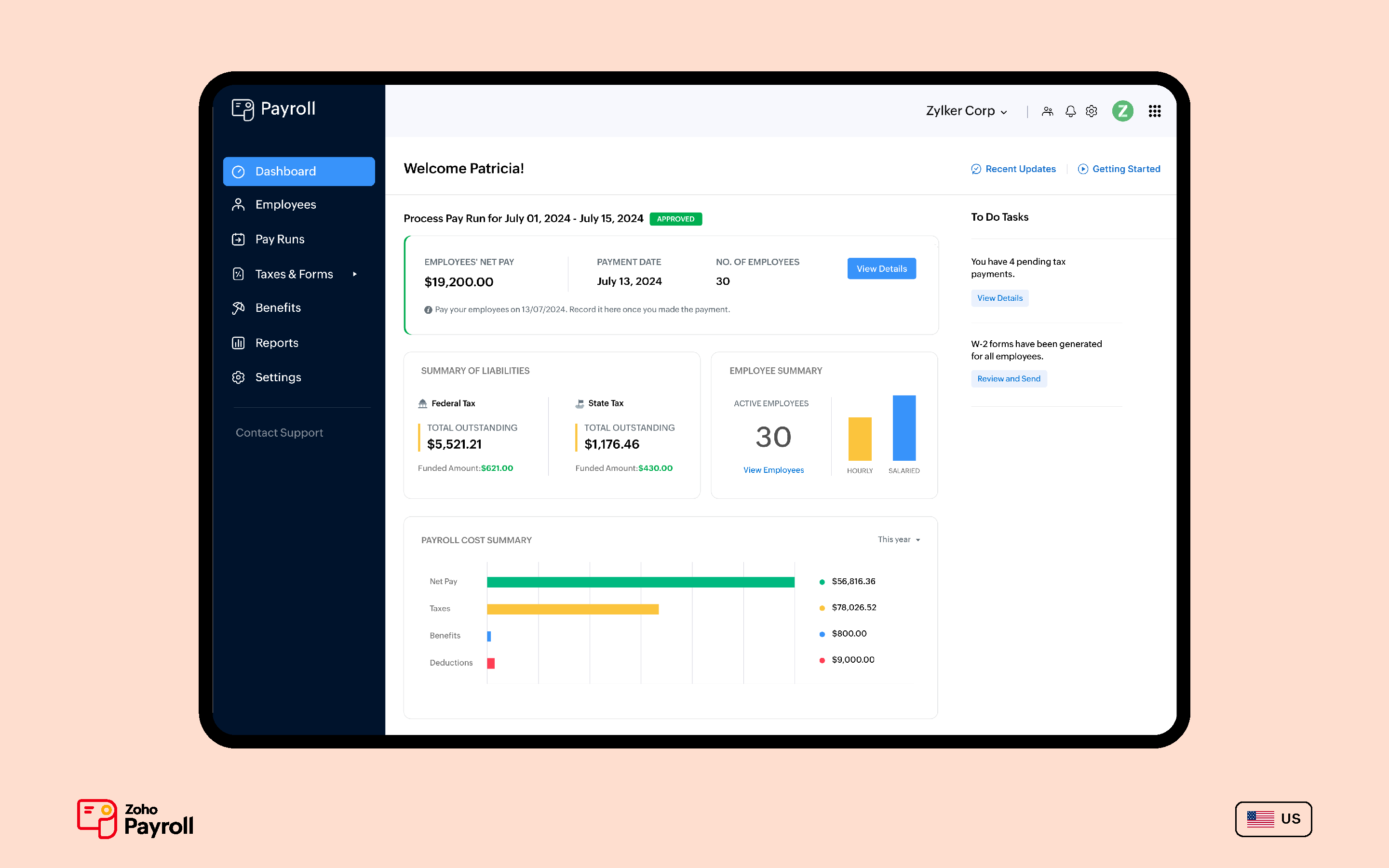 Zoho Payroll Zoho Payroll US edition