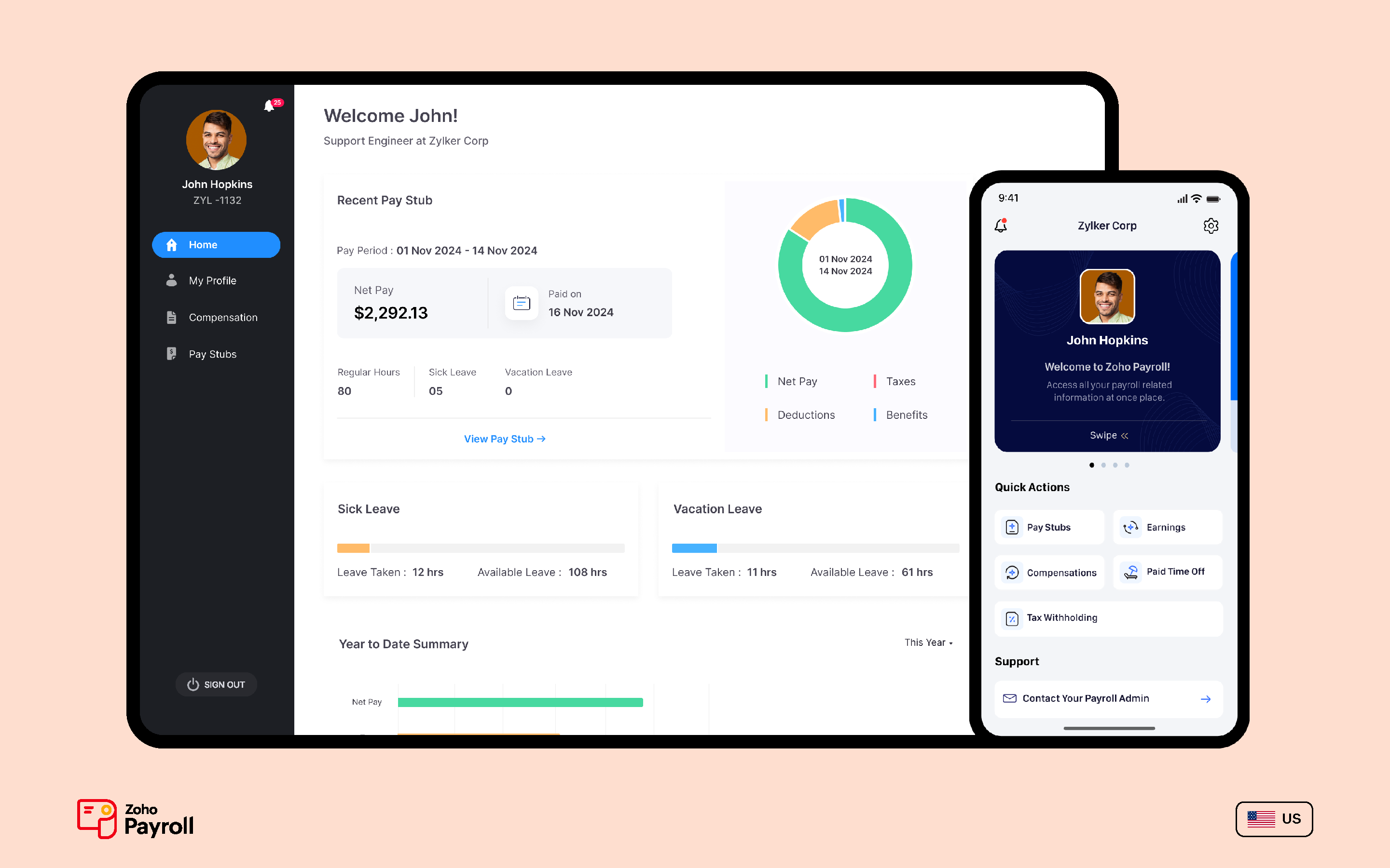 Zoho Payroll Employee Self-Service Portal US
