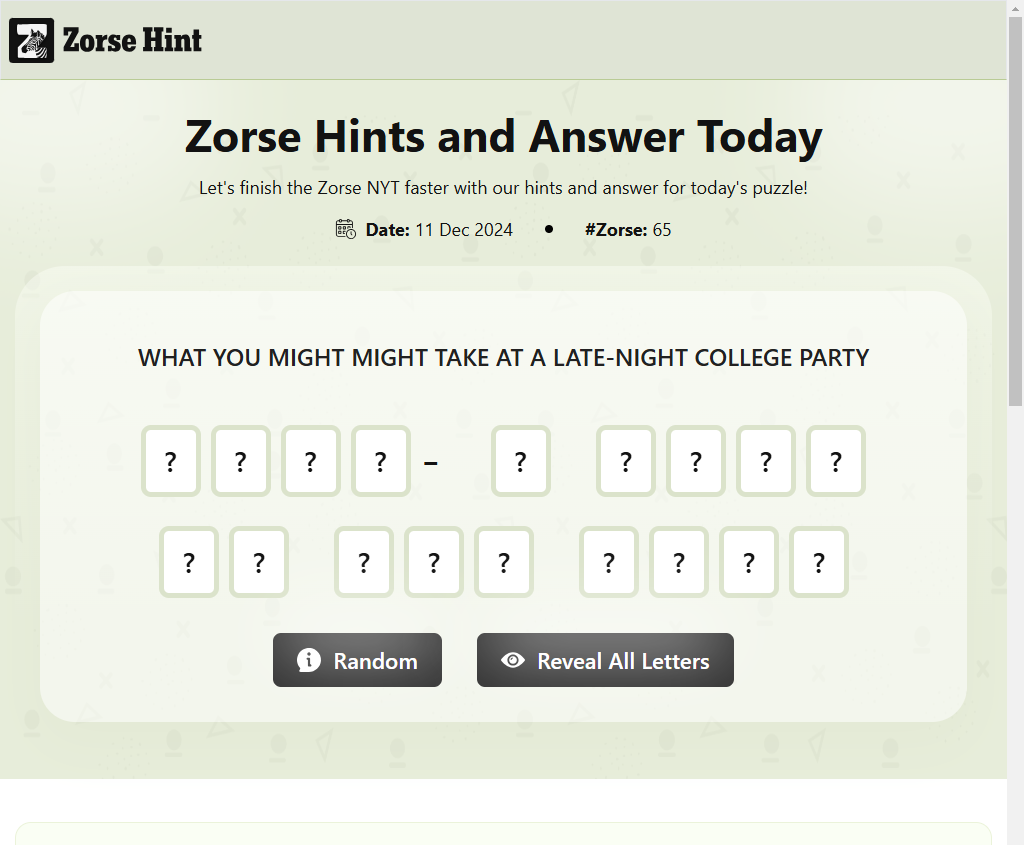 Zorse Hint 
