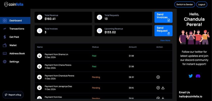 Coinfella.io Coinfella Dashboard