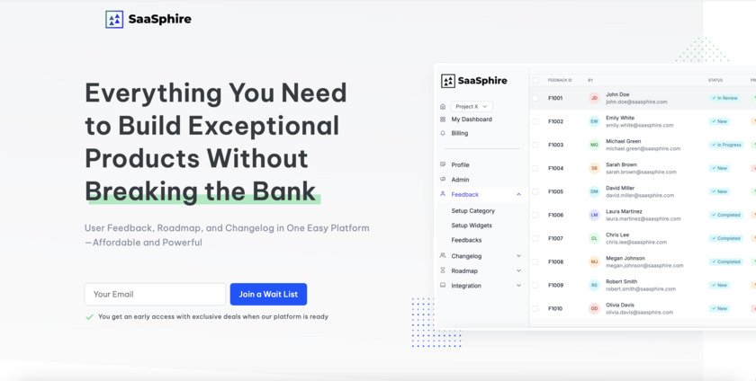 SaaSphire Landing Page