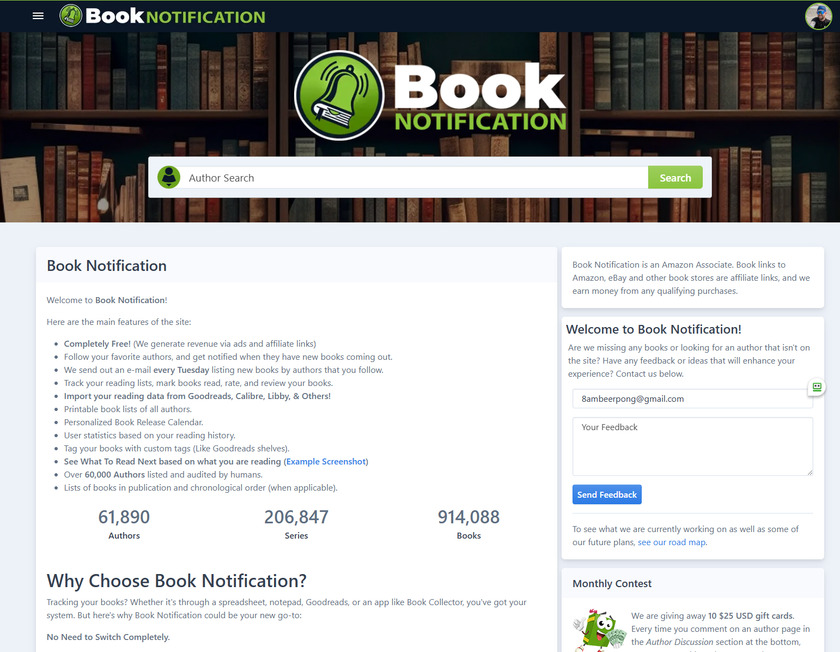 Book Notification Homepage