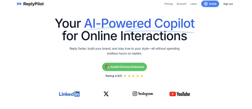 ReplyPilot App Landing Page