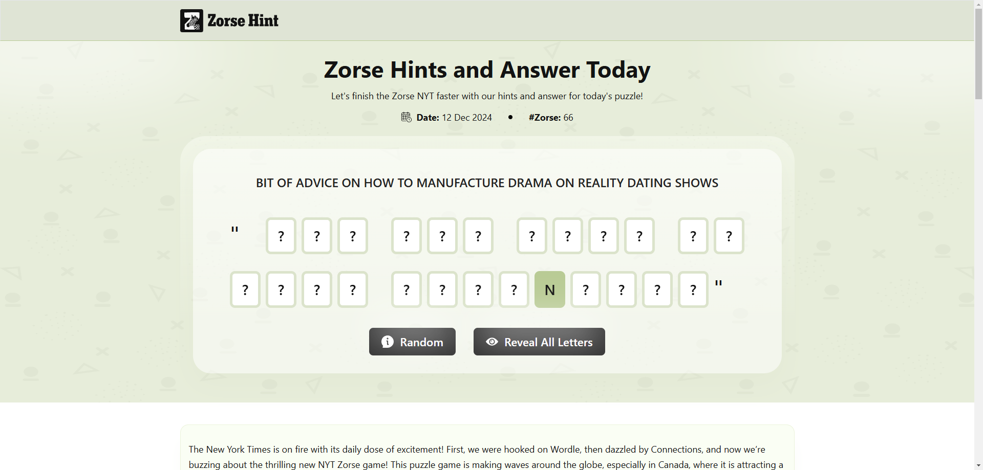 Zorse Hint 