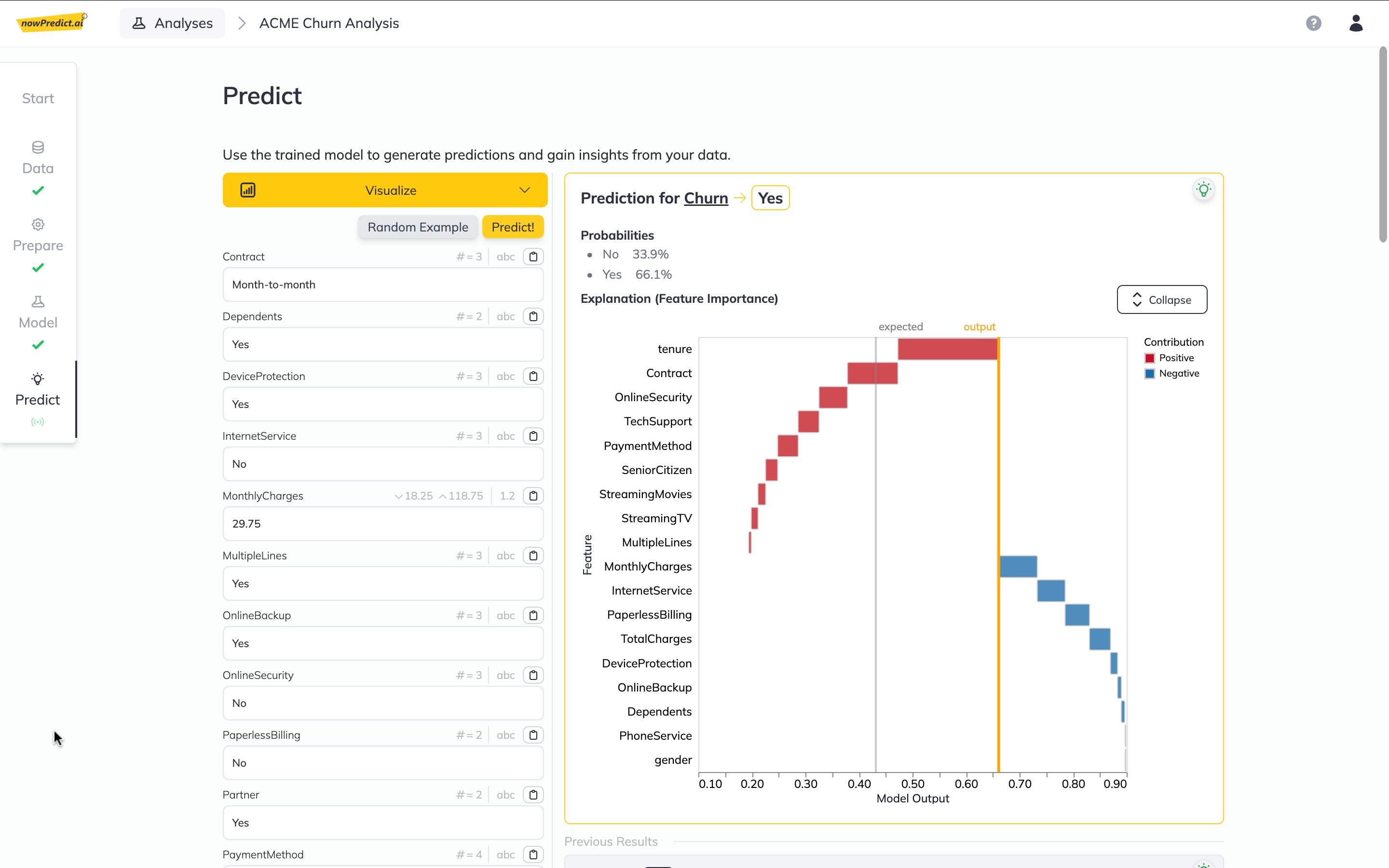 nowPredict.ai Predict and Explain Results