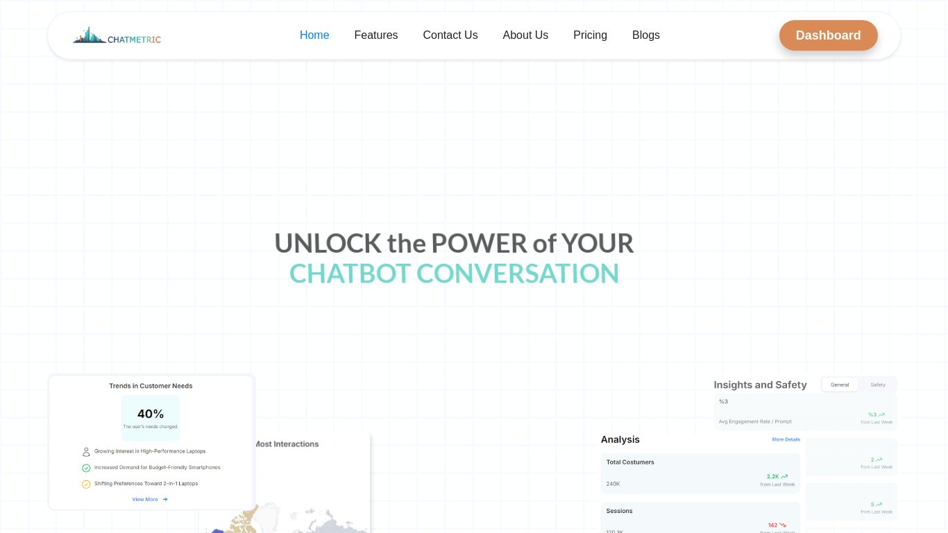 Chatmetric.net Landing page