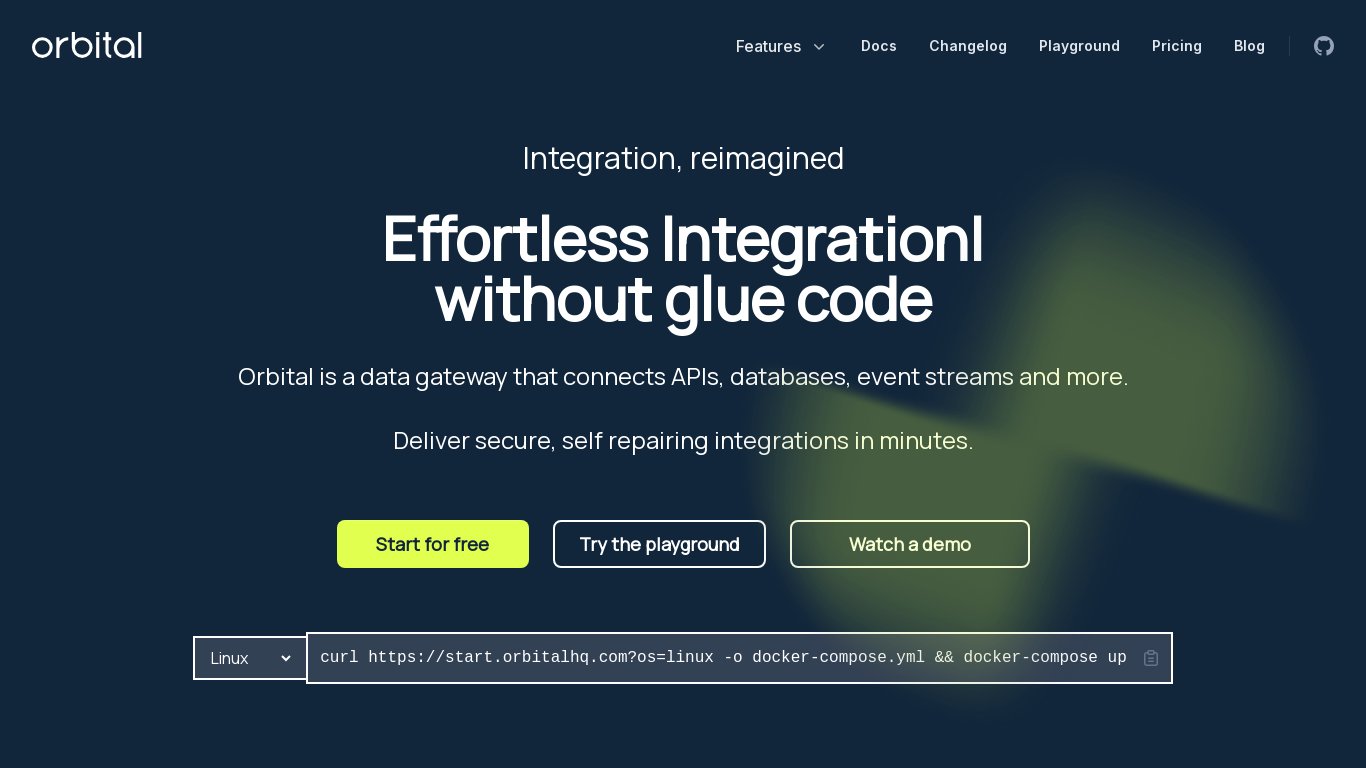 Orbital API Landing page