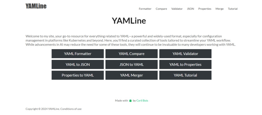 YAMLine Landing Page