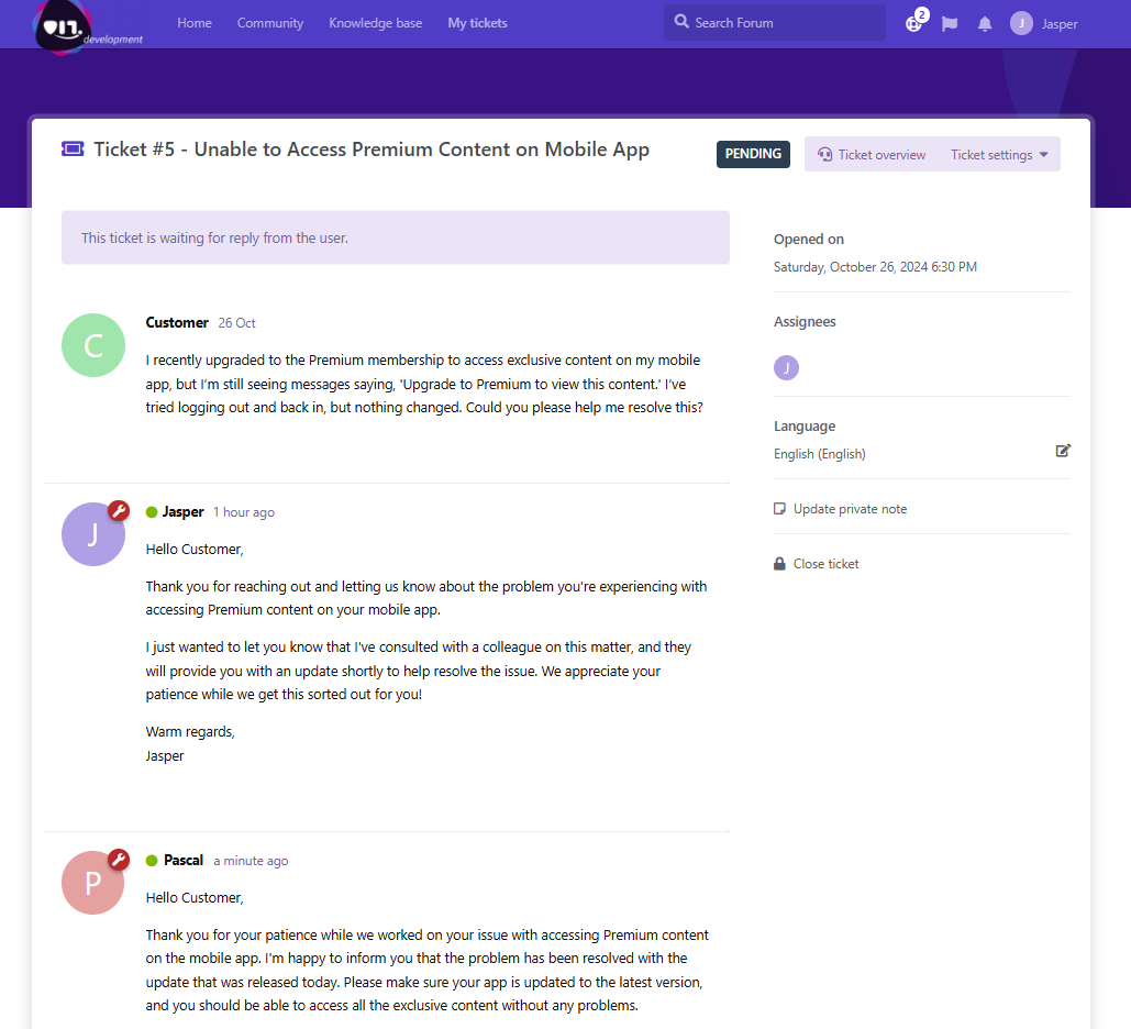 Hellep.io Ticket Detail