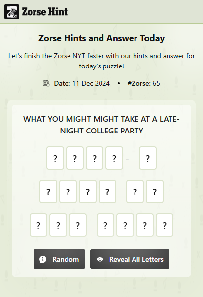 Zorse Hint 