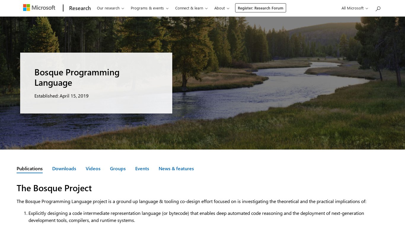 Bosque Landing page