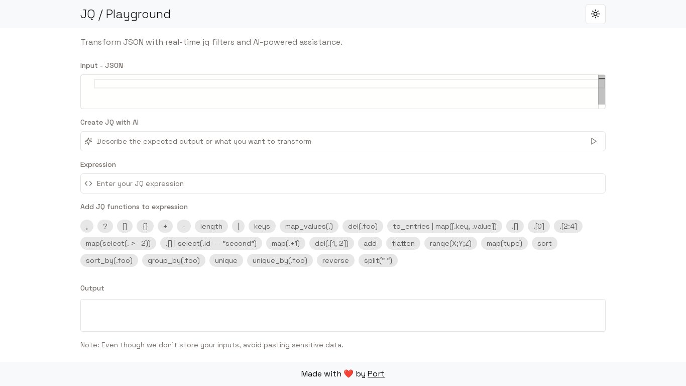 JQ AI Playground Landing page