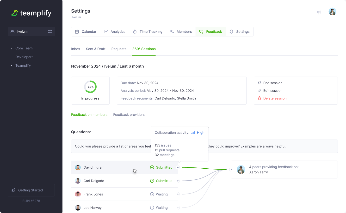 Teamplify 360 Degree Feedback feature