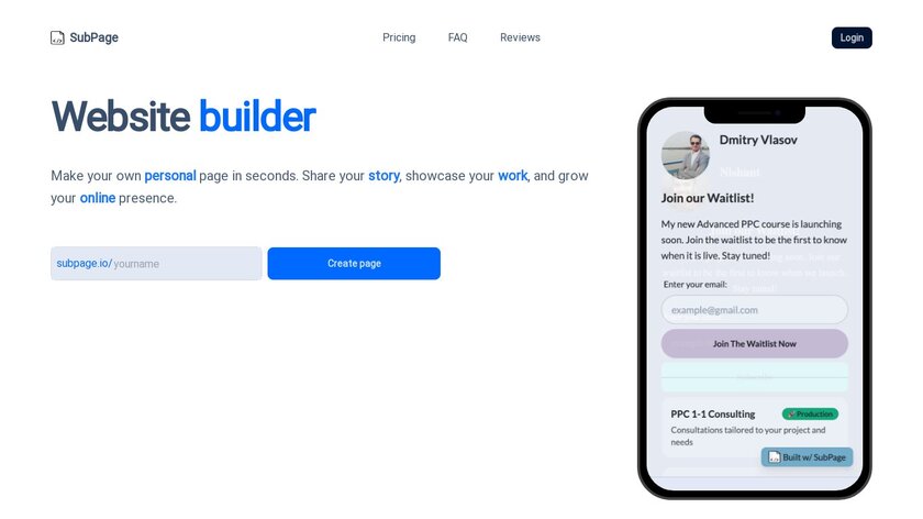 subpage.io Landing Page