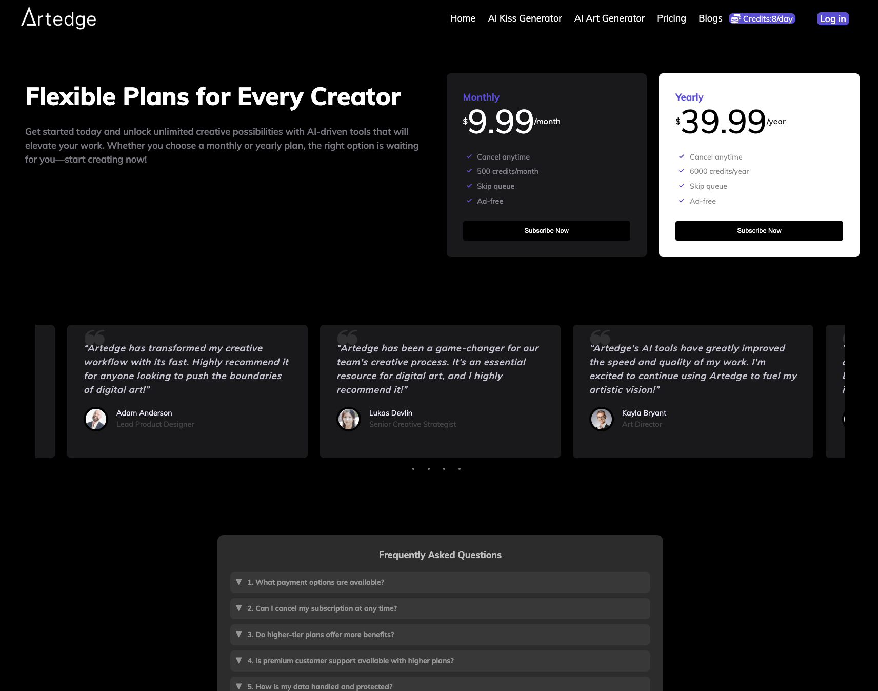 Artedge AI Artedge AI Flexible Plans for Every Creator
